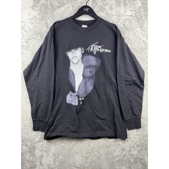 Murina Other - Vintage Murina TIM MCGRAW Long Sleeve T-Shirt Black Graphic Mens XL 90s Country